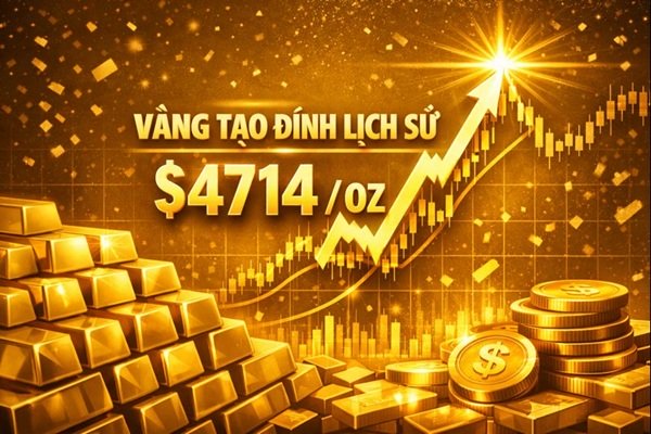 Cập nhật Giá Vàng 20/1: Vượt mốc $4700 – chạm đỉnh mới $4714