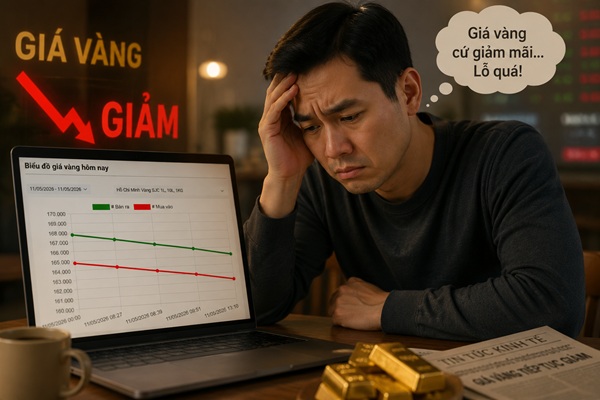 Giá vàng 11/5: Đầu tuần đẫm máu, giảm tới 2,3 triệu dù vàng ngoại không sụt quá sâu