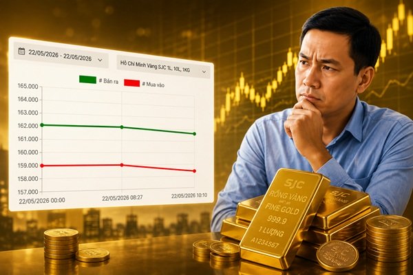 Giá vàng hôm nay 22/5: Đà giảm đeo bám, giá mua vào vàng miếng chỉ còn 159 triệu