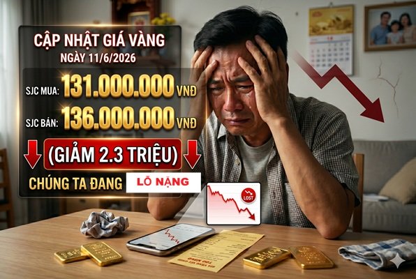 Cập nhật giá vàng sáng 11/6: Thế giới mất ngưỡng $4100 – SJC rơi thẳng băng về 136 triệu