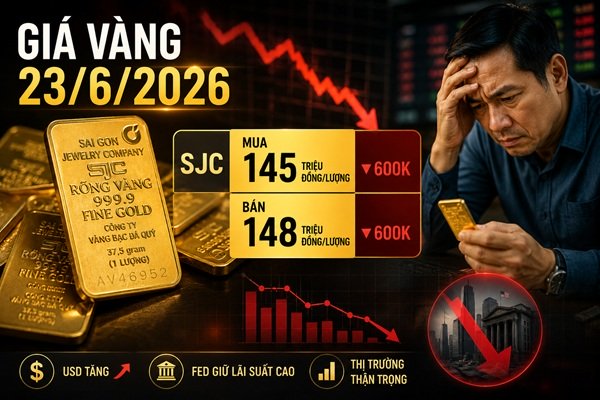Giá vàng hôm nay 23/6: Thế giới rơi về $41xx – Vàng trong nước vẫn cố trụ lại vùng 148 triệu