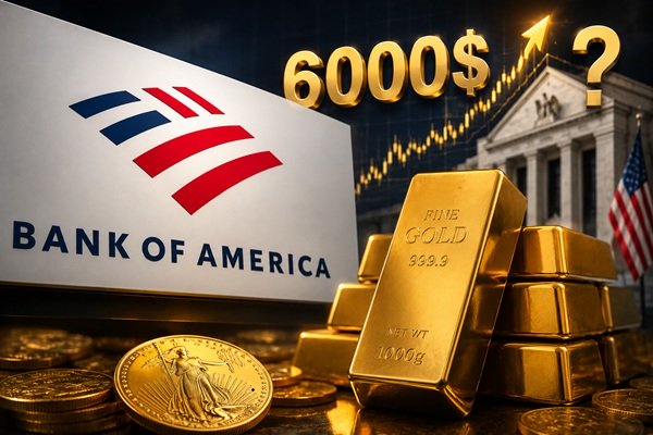 Bank of America: Giá vàng vẫn có thể chạm mốc 6.000 USD nhưng chưa phải lúc này