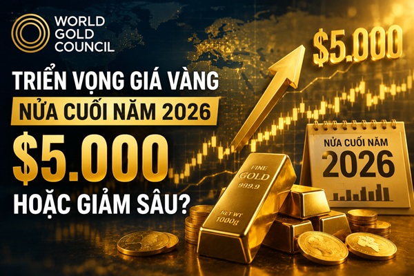 WGC: Triển vọng giá vàng nửa cuối năm 2026: 3 yếu tố có thể đẩy vàng lên 5.000 USD hoặc giảm sâu