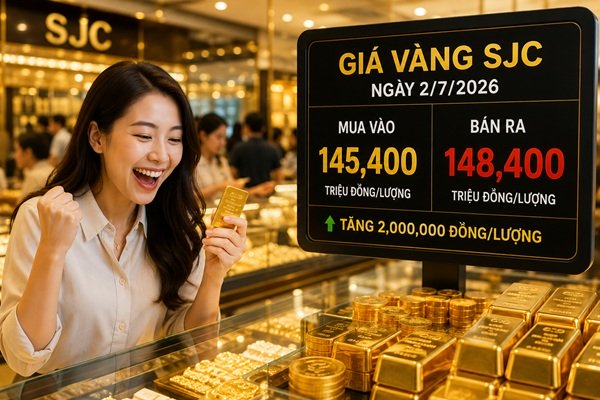 Cập nhật giá vàng sáng 2/7: SJC bất ngờ tăng 2 triệu dù giá thế giới đứng yên