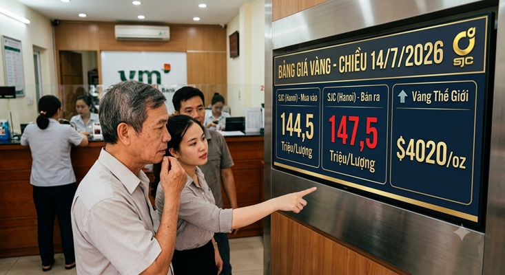 Giá vàng chiều 14/7: Thế giới nhích nhẹ lên $4120 – SJC chạm mốc 147,5 triệu
