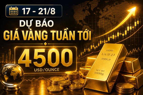Dự báo giá vàng tuần 17–21/8: Phố Wall “đặt cược lớn” vào vàng, Main Street cũng bullish: 4.500 USD có thành hiện thực?