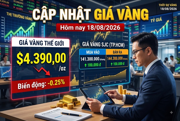 Giá vàng ngày 18/8: Thế giới quanh $4400 – SJC neo vùng 144 triệu