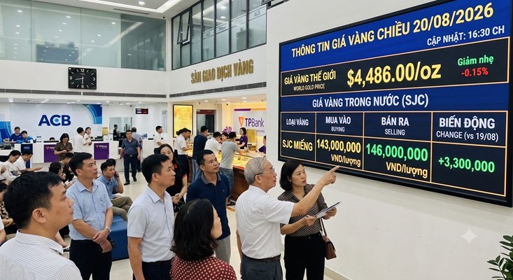 Giá vàng ngày 20/8: SJC thu hẹp đà tăng – chênh với thế giới chỉ hơn 4 triệu