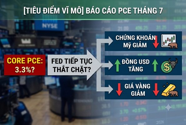 Tiêu điểm: Dự báo PCE tháng 7 của Mỹ: Lạm phát lõi 3,3% sẽ kích hoạt kịch bản nào cho Chứng khoán, USD và Vàng?