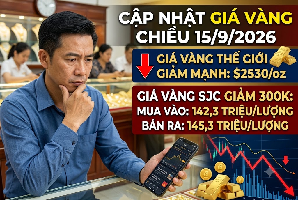 Giá vàng 15/9: Vàng nội giảm nhẹ – Thế giới mất ngưỡng $4300 khi FOMC cận kề