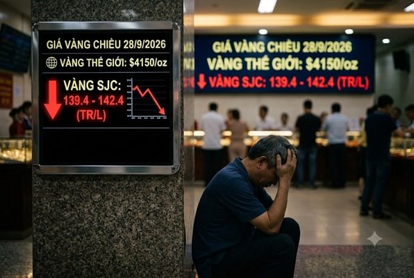 Giá vàng ngày 28/9: Thế giới giảm hơn 100USD – trong nước giá tụt liền 2 triệu về dưới 140 triệu chiều mua
