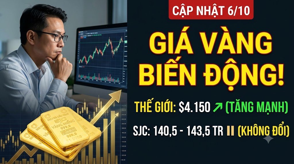 Giá vàng ngày 6/10: NĐT Việt sắp ‘quen’ với sự ổn định của giá – Vàng thế giới giữ mốc $4100 khá tốt