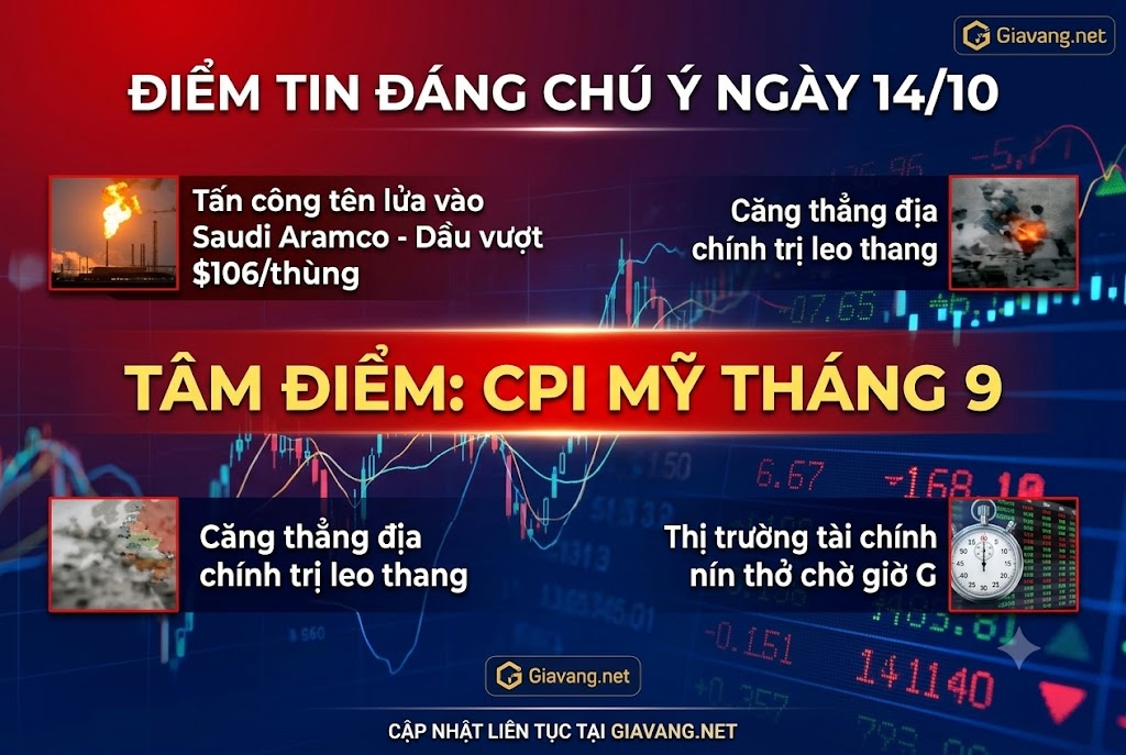 Tiêu điểm 14/10: Nóng: Trung Đông “rực lửa”, dầu chạm đỉnh $106 – Vàng sẽ bùng nổ hay lao dốc không phanh sau lúc 19h30 tối nay?