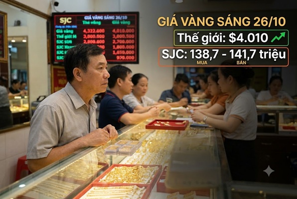 Giá vàng hôm nay 26/10: Vàng thế giới áp sát 4.010 USD, vàng trong nước diễn biến khó lường
