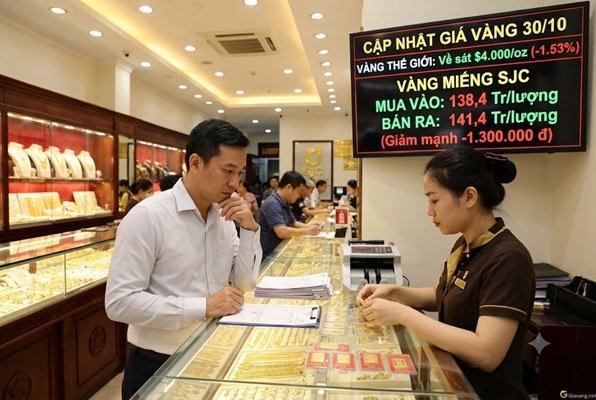Giá vàng hôm nay 30/10: Lao dốc không phanh theo đà thế giới, vàng miếng “bốc hơi” hơn 1 triệu đồng/lượng